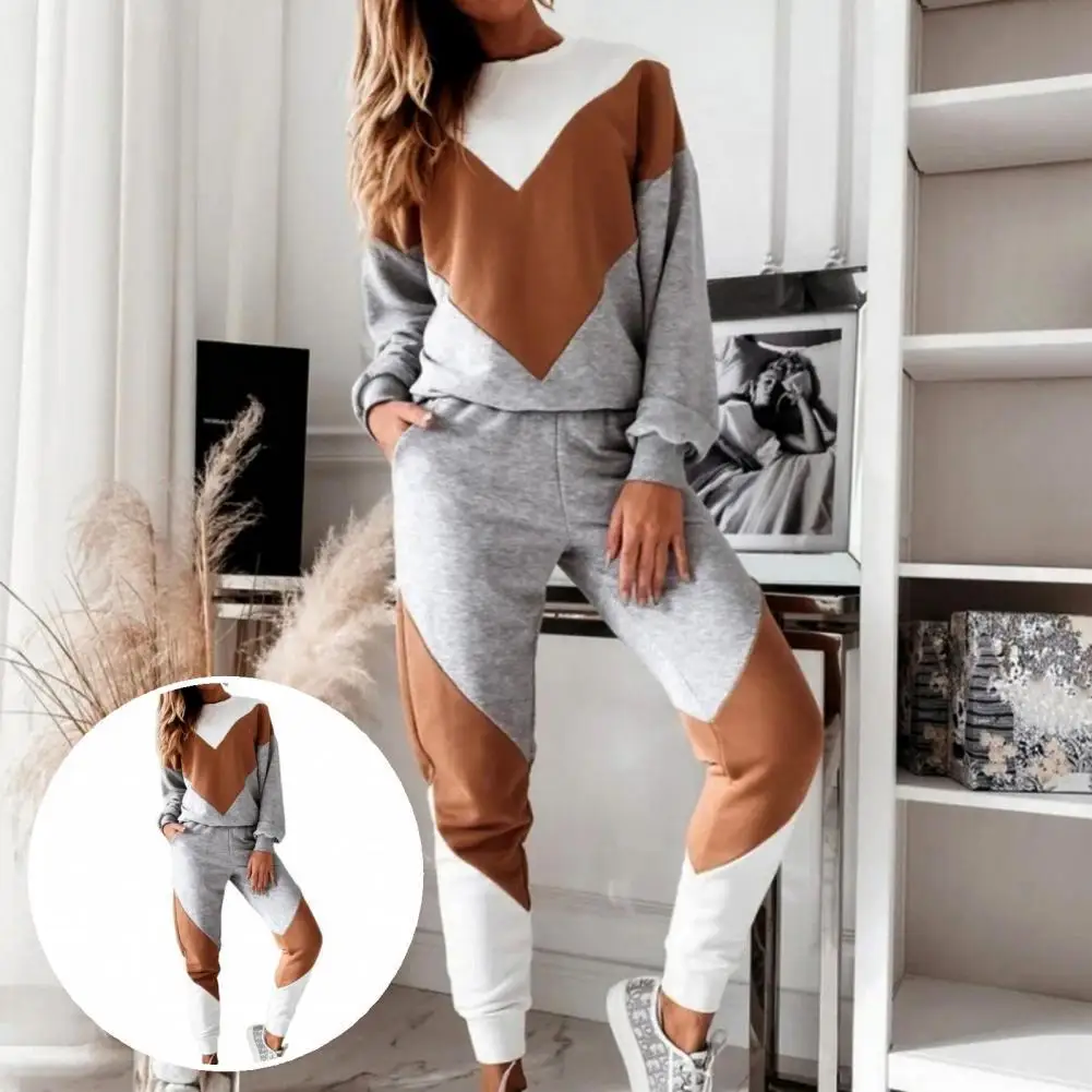 

Женский Повседневный пуловер с круглым вырезом и брюки с эластичным поясом