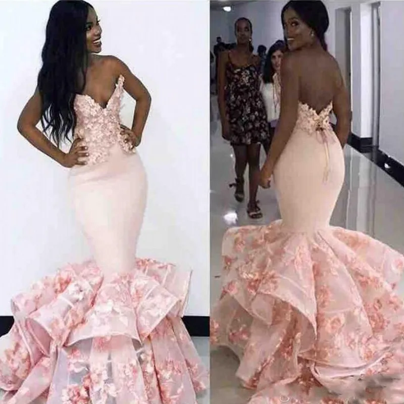 

Modest Evening Formal Gowns Mermaid Pink vestido de festa longo robe de soiree Lady Luxury Vintage Evening Gown Pleats Backless