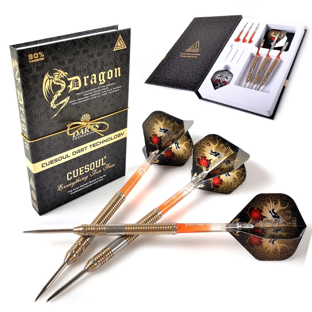 CUESOUL Dragon 22g/24g/26g Orange Tungsten Steel Tip Darts,Barrel with Titanium Coated