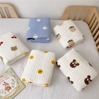 korean baby cotton mattress kids bed sheet quilted embroidery cartoon bear childrens bed linen newborn baby crib spread