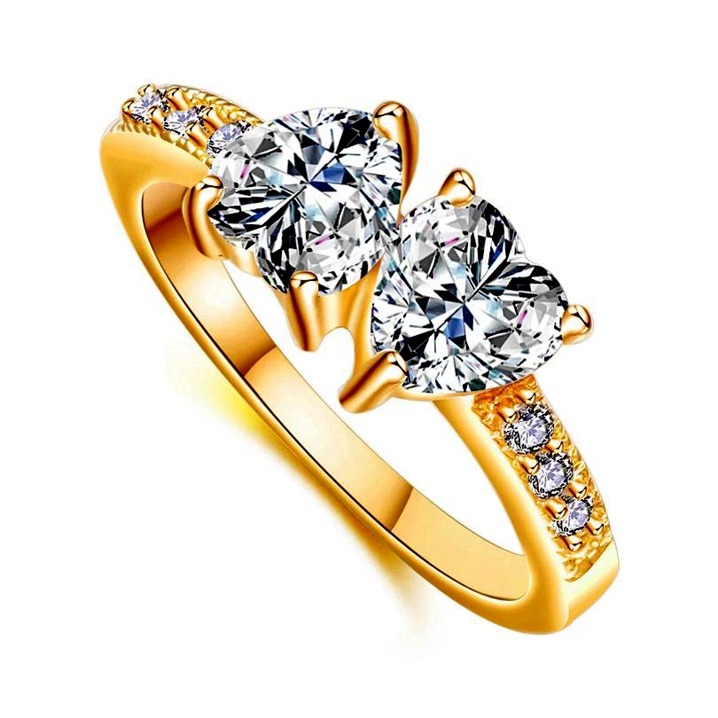 Женское золотое кольцо с сердечком обручальное фианитом 2 шт.|blue ring|fashion ringsring fashion