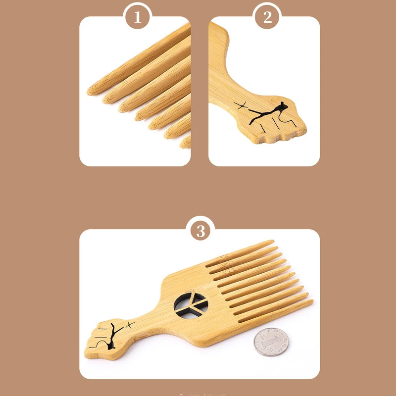 Афро-расческа для волос с ручкой в форме кулака Антистатическая натуральная