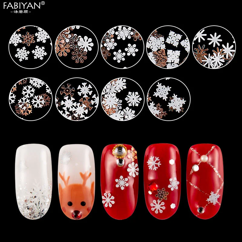 3/9 стильный дизайн ногтей Снежинка Белый Блестящий ломтик аксессуары DIY 3D Типсы