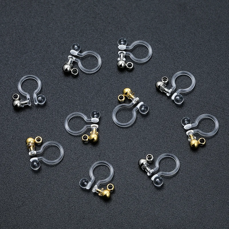 10 шт./лот резиновые зажимы для ушей серебряные золотые из нержавеющей стали