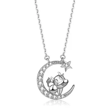 

2021 New Cow Necklace Female Korean Personality Set Zircon Star Moon Pendant Collarbone Necklace L1266
