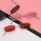 Солнцезащитные очки унисекс, прямоугольные, в металлической оправе, в стиле ретро, с защитой UV400