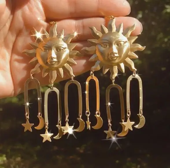 

Celestial Moon and Sun Earrings | Boho Jewelry | Moon Sun | Out of This World | Gift Idea