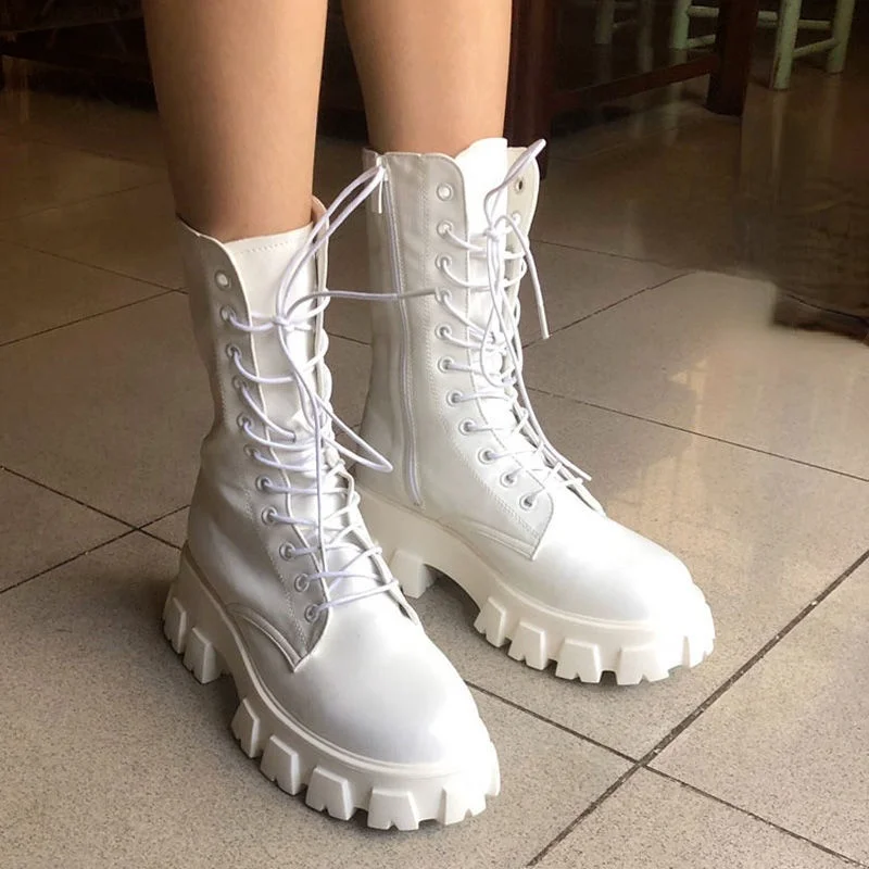 

Женские повседневные ботильоны на шнуровке, с круглым носком и квадратным каблуком, осень 2021, новая мода, женские мотоциклетные ботинки на м...