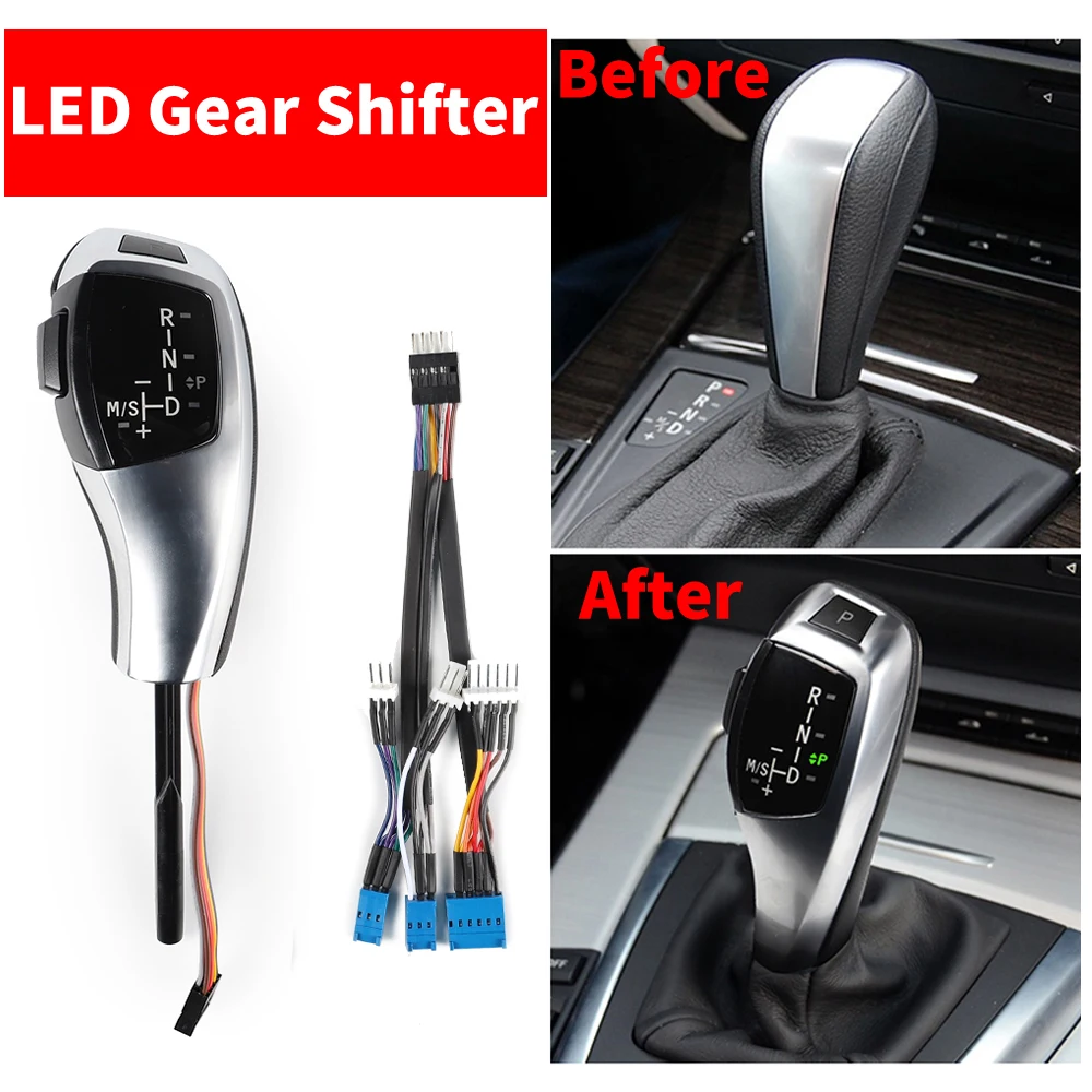 LHD LED Gear Shift Shifter Knob Automatic Lever For BMW 1 3 5 series E81 E87 E82 E88 E90 E91 E92 E93 Z4 E89 E46 2D 4D 5D E60 E61