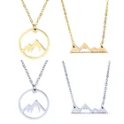 Ожерелье из нержавеющей стали с изображением Снежной Горы, натуральный кулон гора для женщин, любителей природы, лыжников, туристов, кемперов, ювелирные изделия