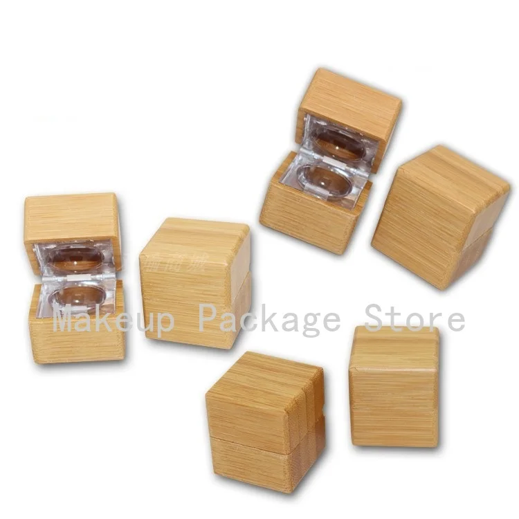 

5g 20/30/50pcs Natural Bamboo Eyeshadow Box Eye Cream Cosmetic Jar Transparent AS Square DIY Cosmetics Packaging Container