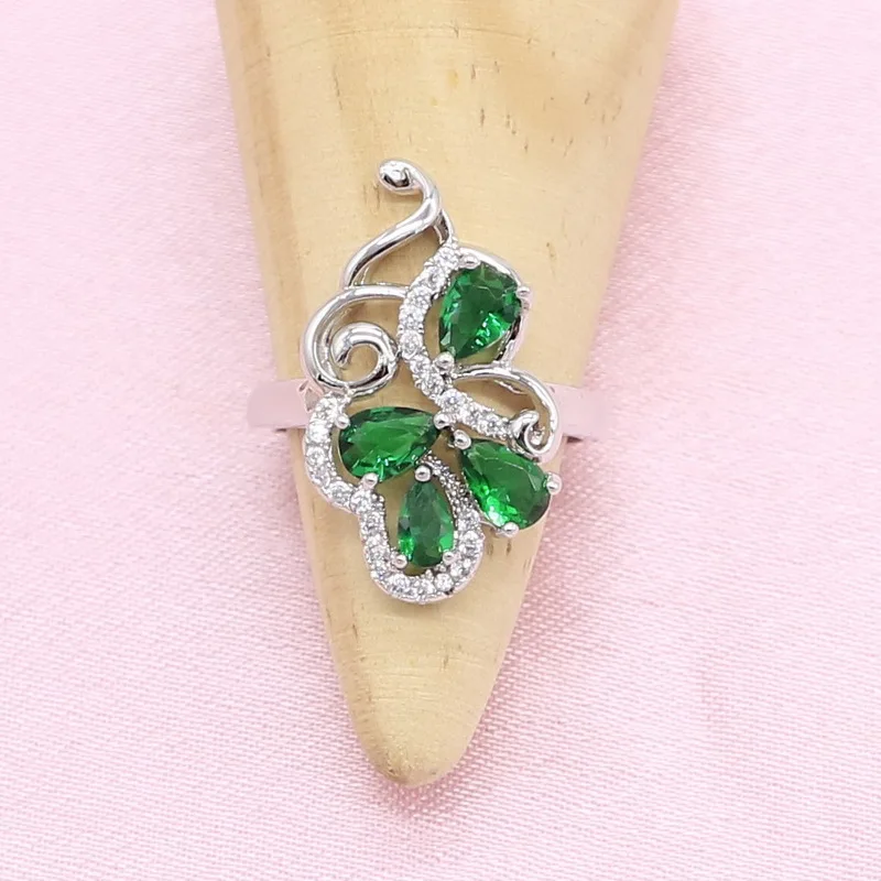 Серебряные Ювелирные наборы для женщин свадебный подарок Благородный зеленый