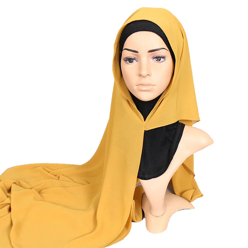 Doppio Anello chiffon hijab sciarpa foulard femme musulman scialli e  impacchi testa sciarpe foulard musulmano malaysia