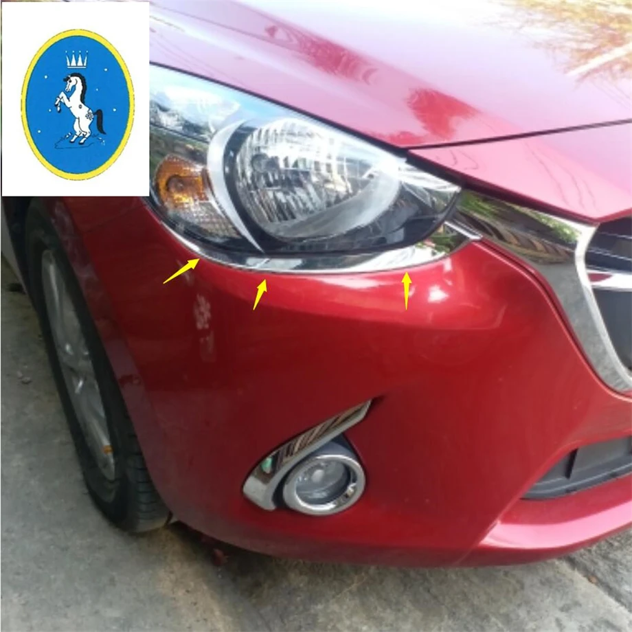 Yimaautotrims авто аксессуары передние фары лампа век брови украшения полосы крышка отделка Подходит для Mazda 2 Demio