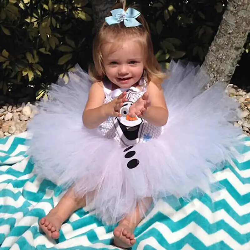 Платье с изображением снеговика Олафа для маленьких девочек Новая детская