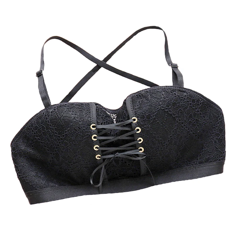 

Sexy Lace Invisible Traceless Summer Padded Girl's Back Bra Without Steel Support Push Up Sports Package Bra Open Strap student