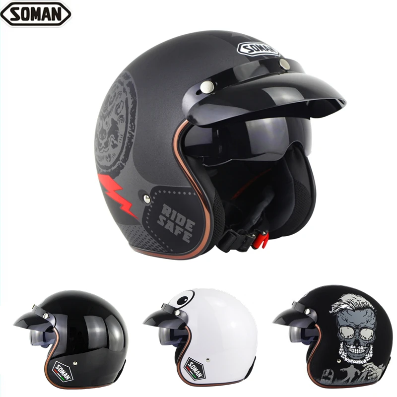 Новинка шлем для скутера с открытым лицом полушлем мото винтажный в горошек