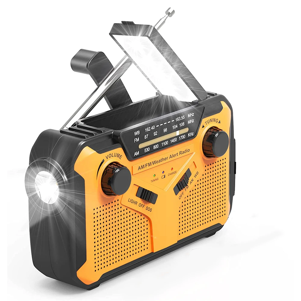

NOAA Emergency Weather Radio Portable Hand Crank Solar Weather Alert Radio NOAA AM FM with LED Flashlights Reading Lamp