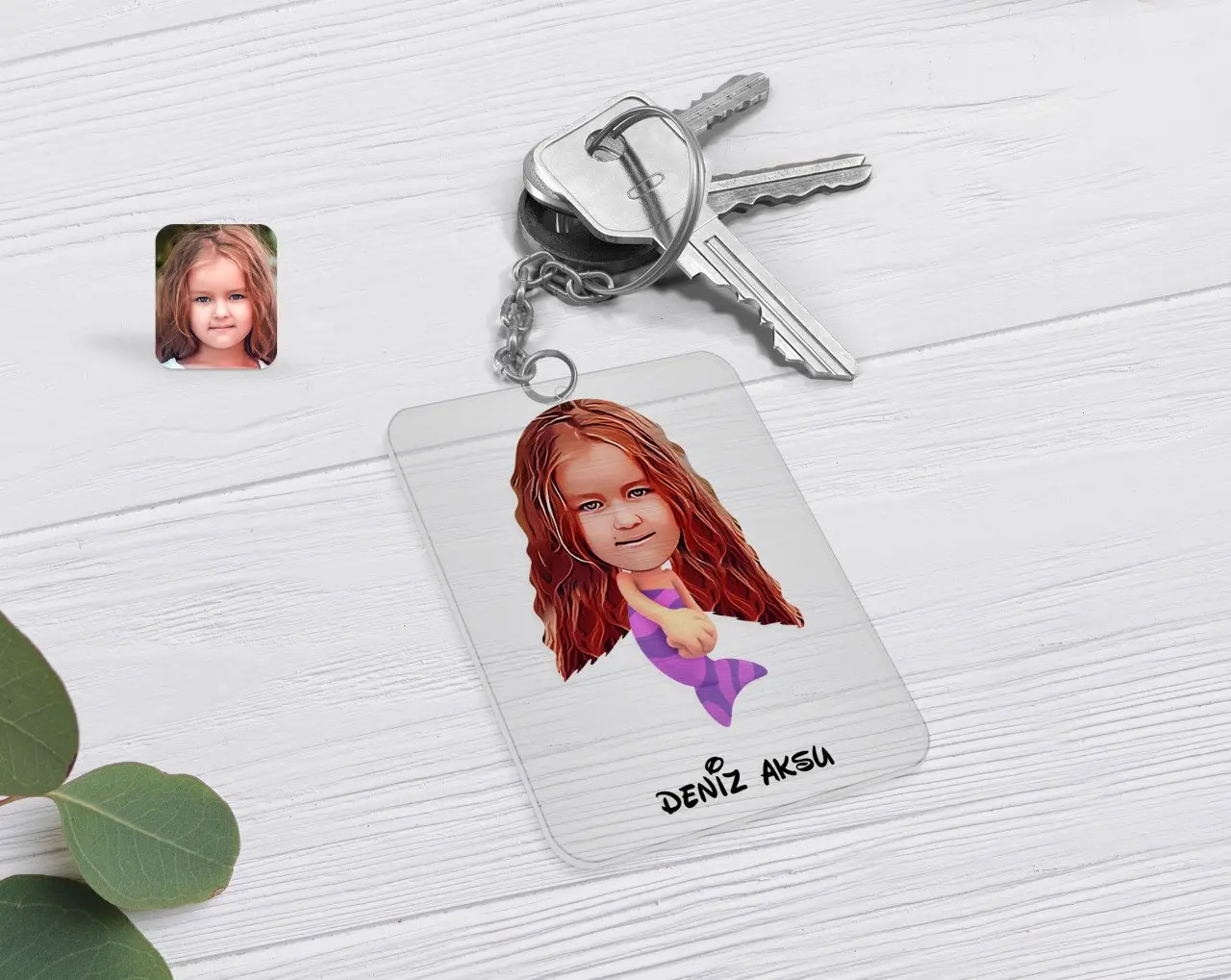

Personalized Mermaid Caricature Of Transparent Plexiglass Anahtarlık-2