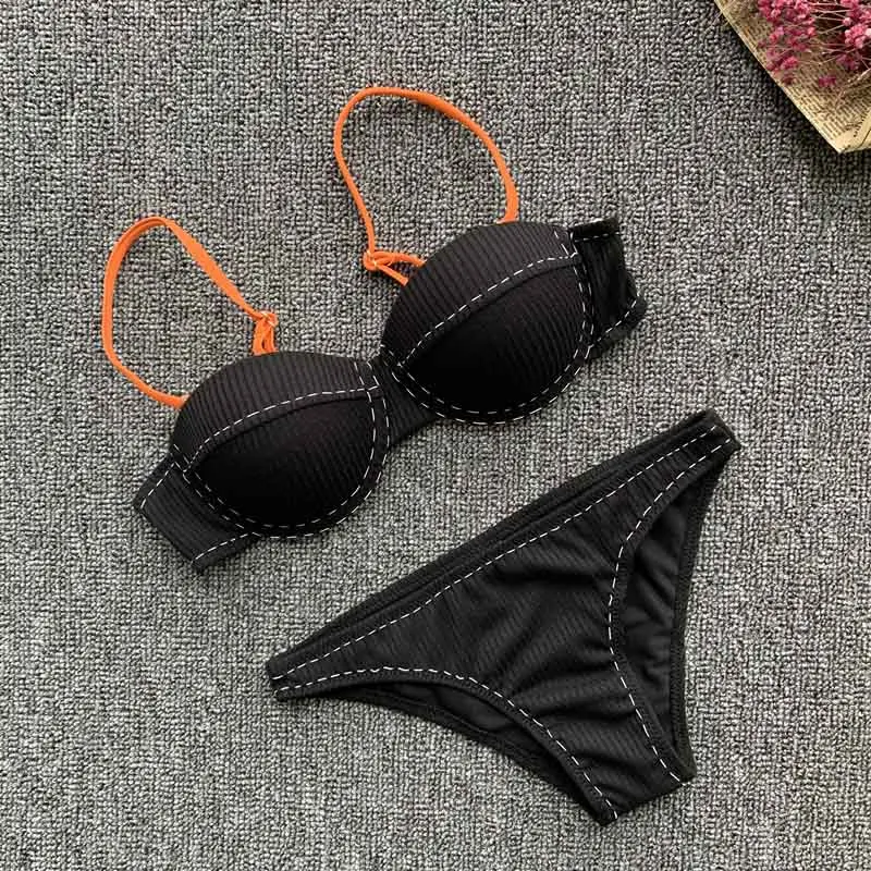 Женский костюм для плавания бикини с низкой талией комплект из двух предметов 2020