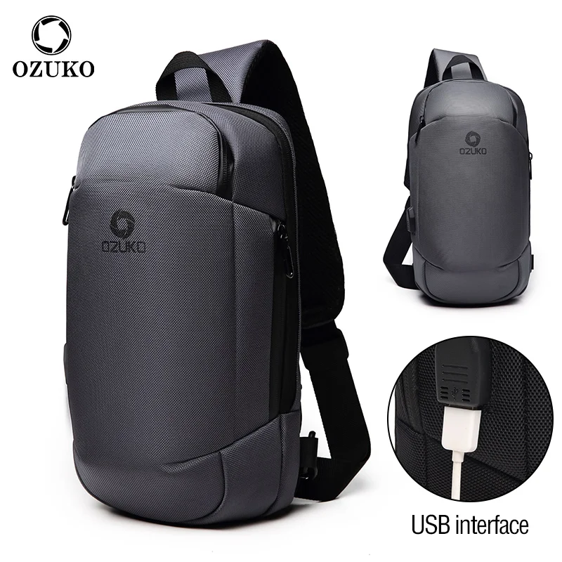 Сумка на плечо OZUKO Мужская многофункциональная модный мессенджер через с USB