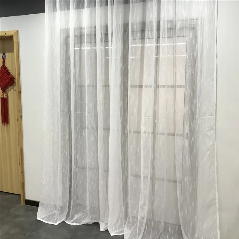 Современный белый тюль полосатые шторы для Гостиная украшения в Корейском стиле