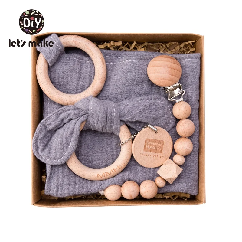 gift box gray Давайте сделаем деревянный зубопрорезыватель соски зажимы цепь держатель для соски слюни нагрудники животное Дерево грызун 1 шт. Подарочная коробка Детские Прорезыватели - Цвет: gift box gray