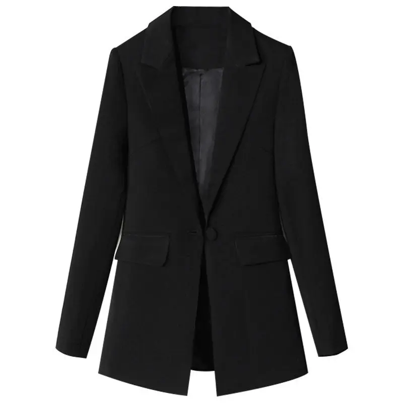 

Женский приталенный костюм, черный маленький пиджак средней длины на весну и осень, Модная элегантная одежда, бесплатная доставка