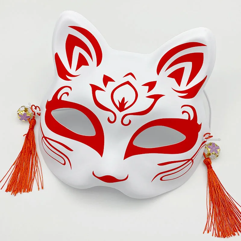

New style painted Japanese style and wind fox half face antique cat face mask masquerade cartoon anime cat face mask