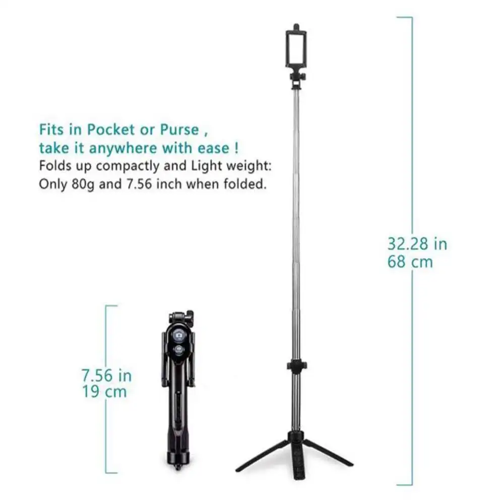 Беспроводная Bluetooth селфи палка для IPhone X 8 7 6s Android 3 в 1 Мини Выдвижной Штатив с