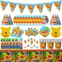 new disney winnie the pooh birthday party supplies disposable tableware paper plates napkins baby shower decoration kids favor