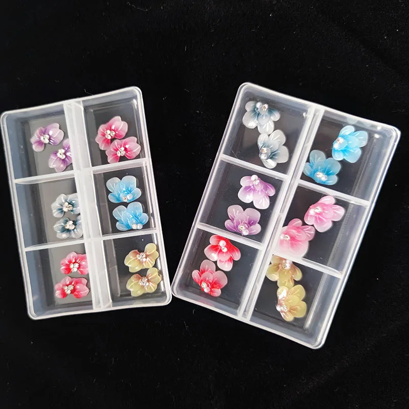 

12Pcs 3D Acrylic Flowers Nail Decoration DIY Flower Nail Charms Manicure Press On Strass Acrylic Tips Rhinestones Accessories A2