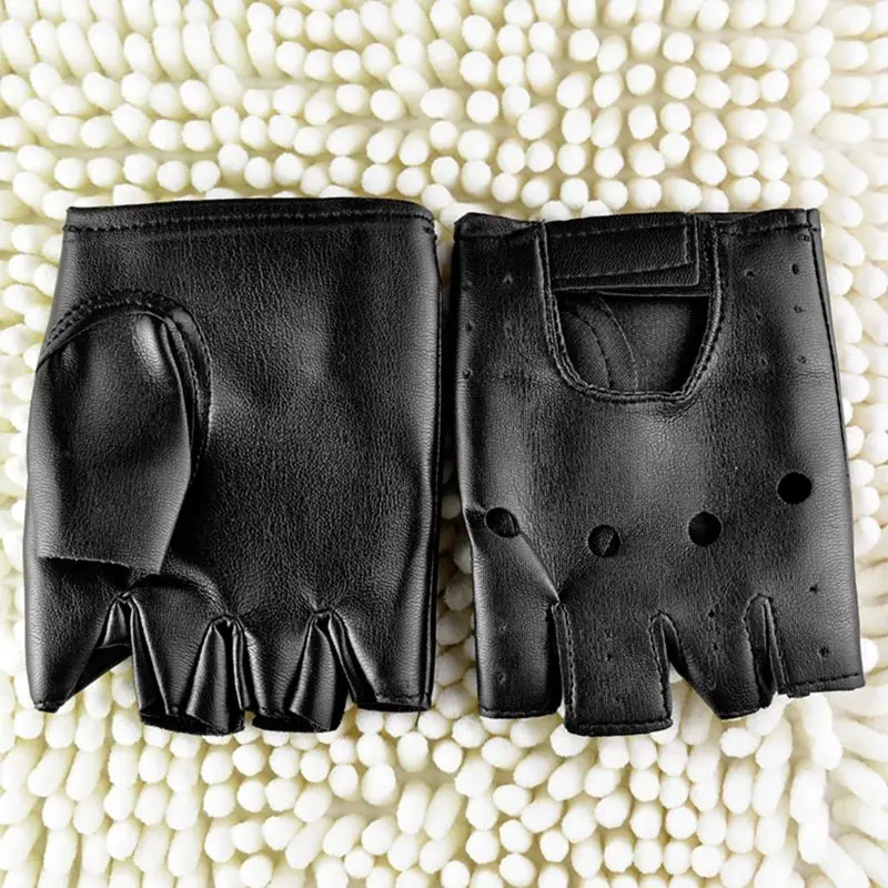 

Men Faux Leather Slip-Resistant Half Finger Fingerless Gloves Hand Wrist Mittens Drop Ship