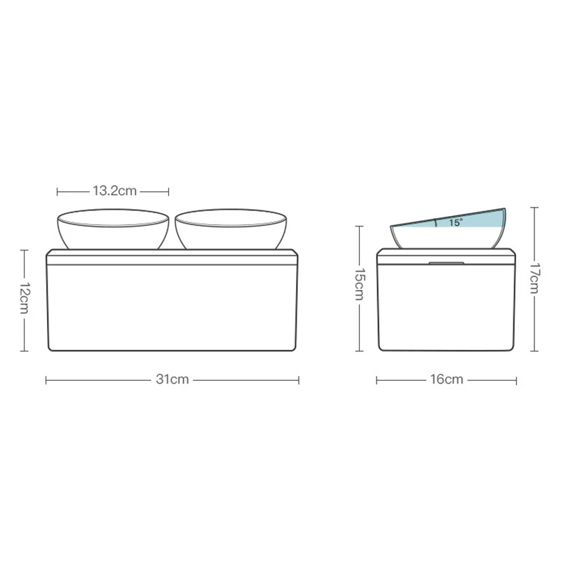 

Incline Cat Double Bowls Et Food Water Bowls for Cats Dogs Feeders Pet Supplies with Storage Function Neck Protection Fun Glass