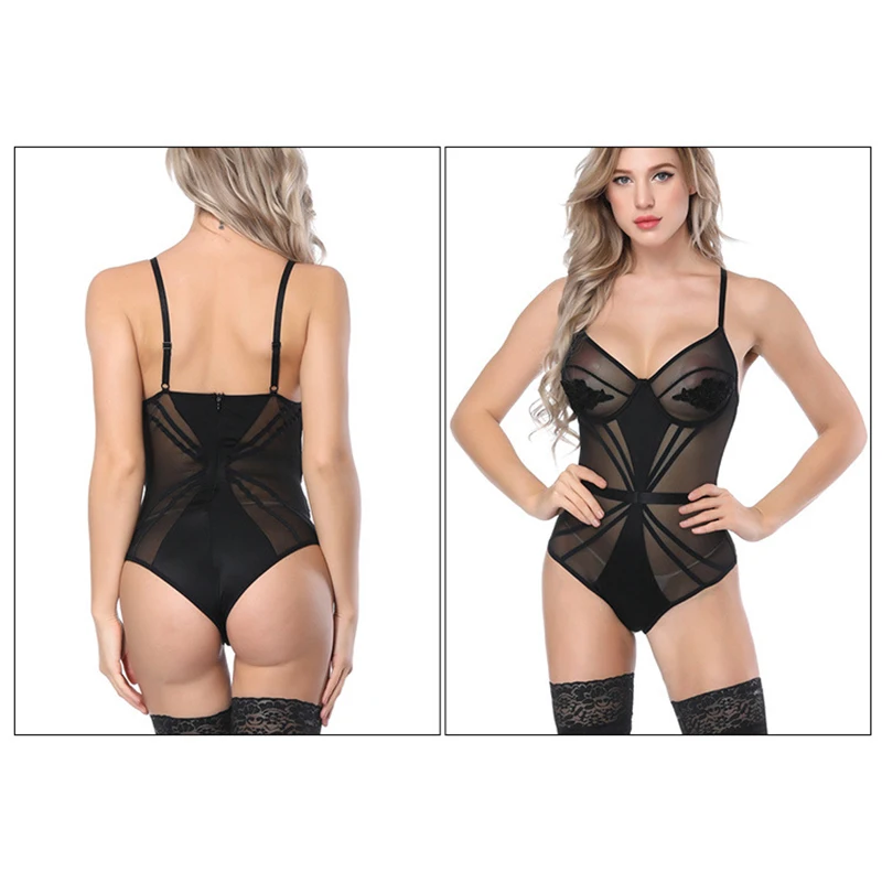 

SLADUO 2021 New Summer Mesh See-Through Slim Body Shaping One-Piece Sexy Underwear