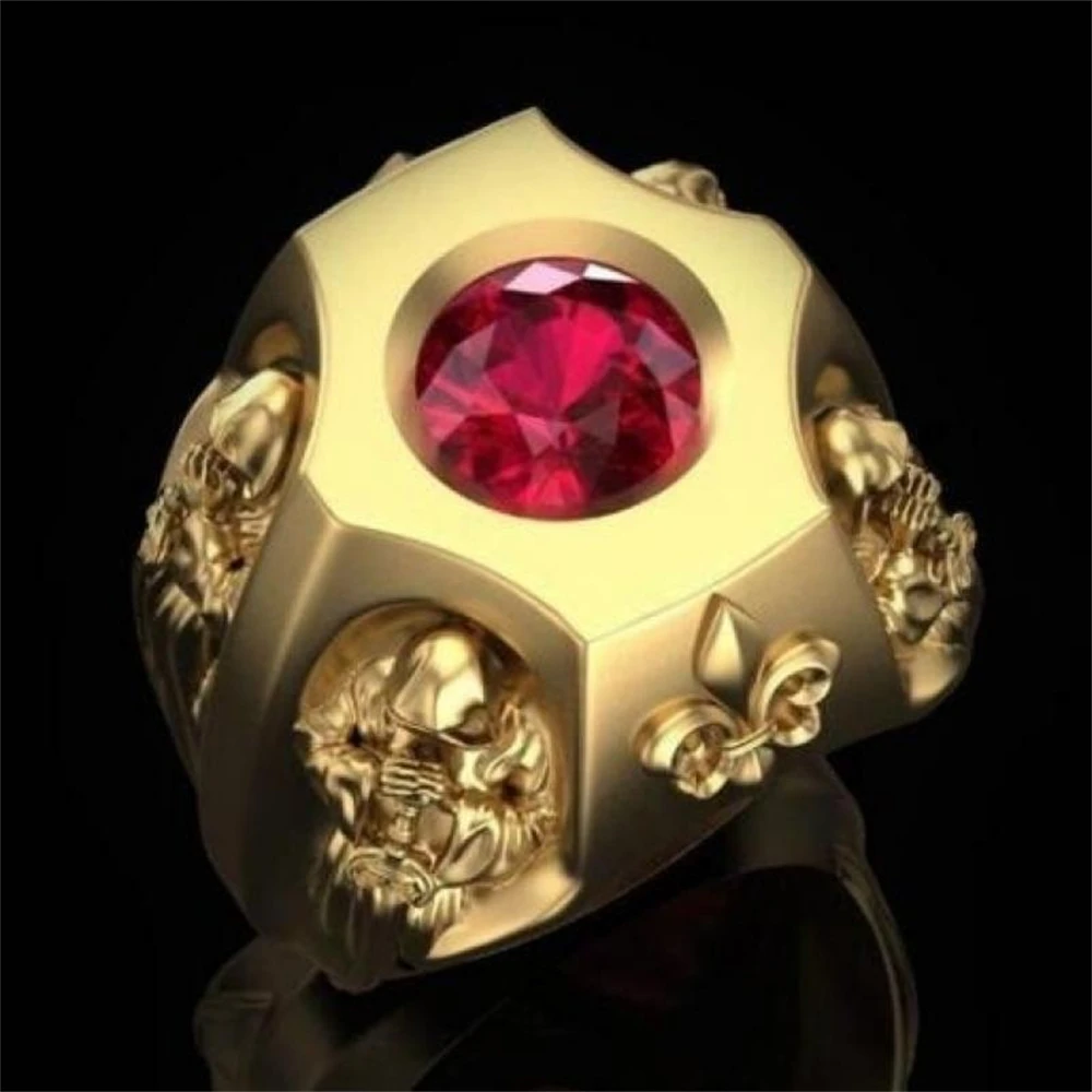 

Alloy Vintage Male Christian Catholic Ring Ruby Decoration Geometric Knight Casual Party Faithful Ring Jewelry