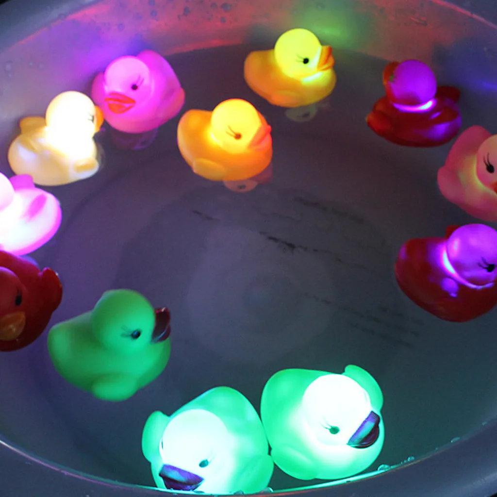 3 шт. желтый резиновый утка СВЕТОДИОДНЫЙ светильник утки Ванна писклявые игрушки