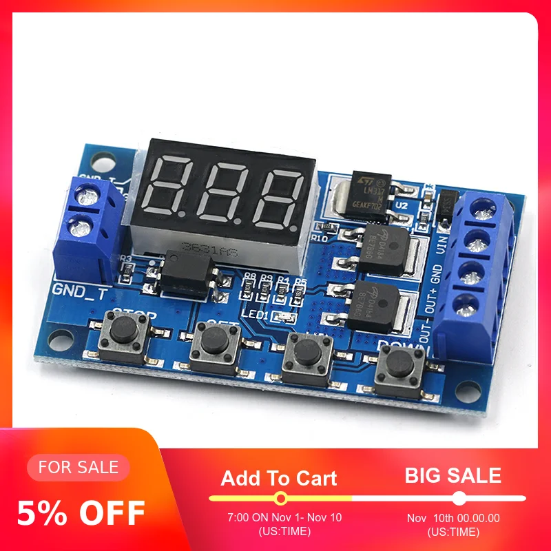 DC 12 В 24 в двойной МОП светодиодный цифровой реле задержки времени цикл запуска