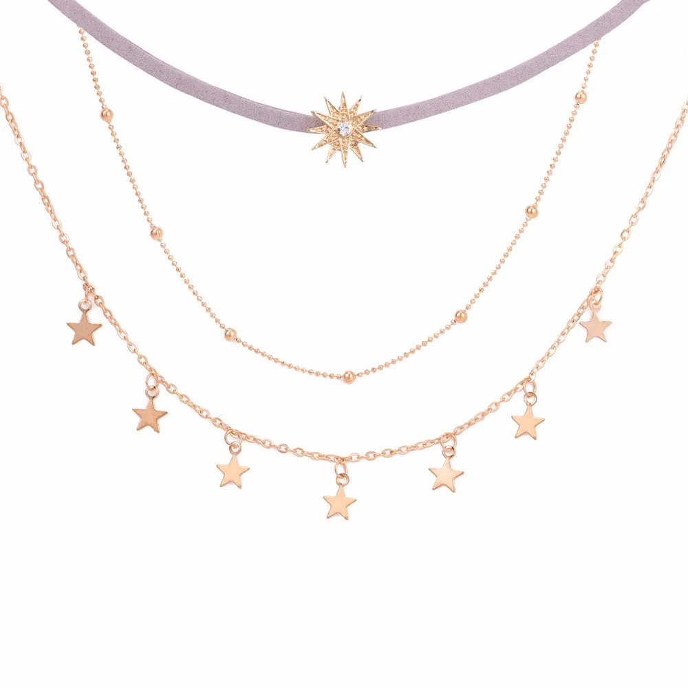 Женское многослойное колье-чокер новое модное ювелирное изделие с кисточками в