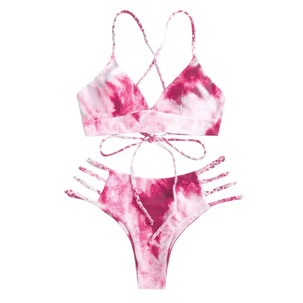 

Handmade Kintting Bikini Set Women Swimwear 2021 New High Waisted Sexy Print Bathing Suit Push Up Girls Swimsuit Beachwear
