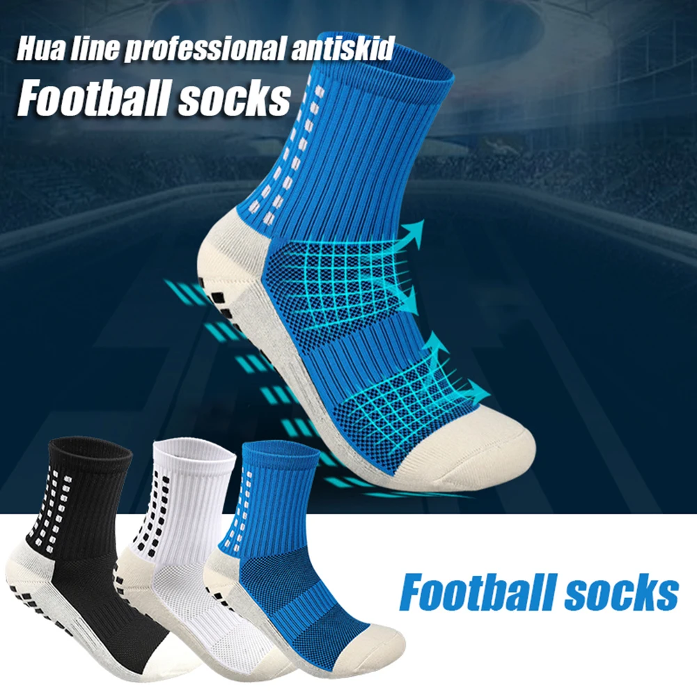 

Противоскользящие футбольные носки, эластичные спортивные чулки унисекс, хлопковые амортизирующие бейсбольные носки для футбольного мяча