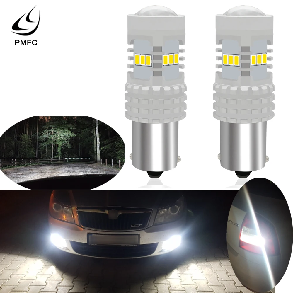 Дневные ходовые огни PMFC DRL Белый Canbus без ошибок 1156 P21W светодиодный ная лампа для