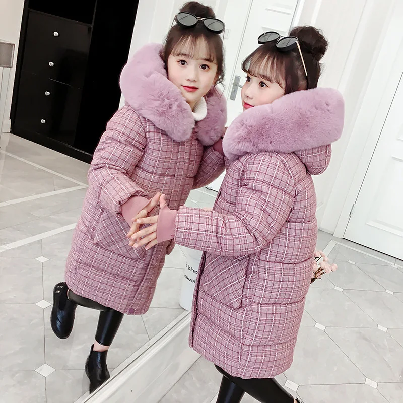 Детская пуховая куртка для девочек теплая длинная парка с капюшоном русской зимы