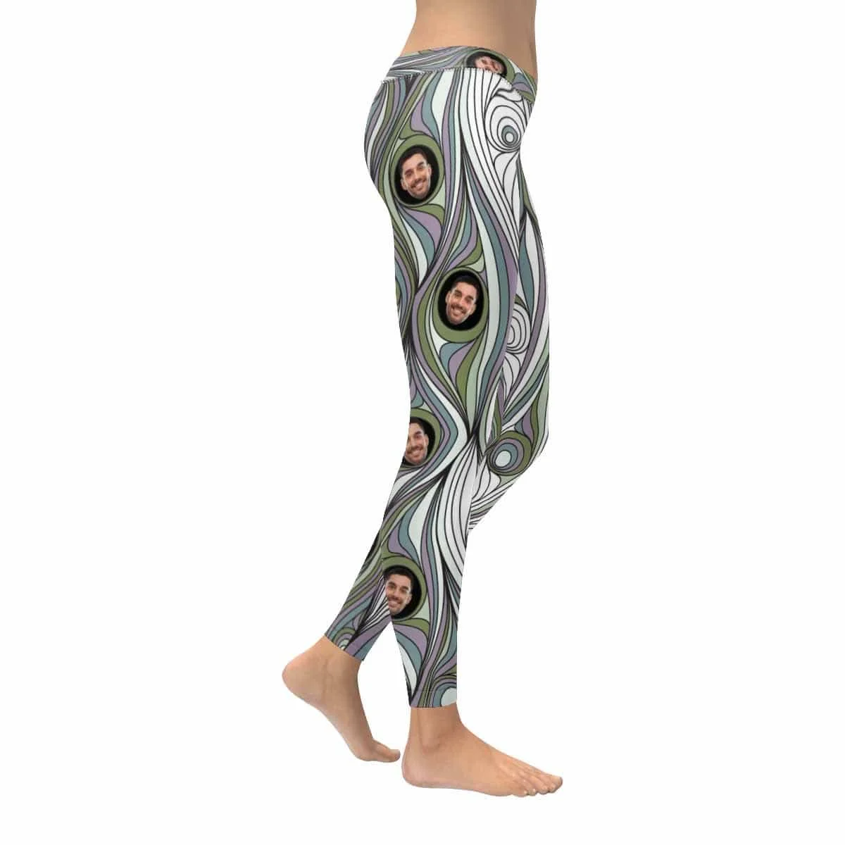 

Custom Face Colorful Strips Style Low Rise Yoga Leggings