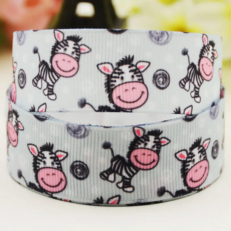 

22mm 25mm 38mm 75mm Zebra Cartoon pattern printed Grosgrain Ribbon party decoration 10 Yards X-04092