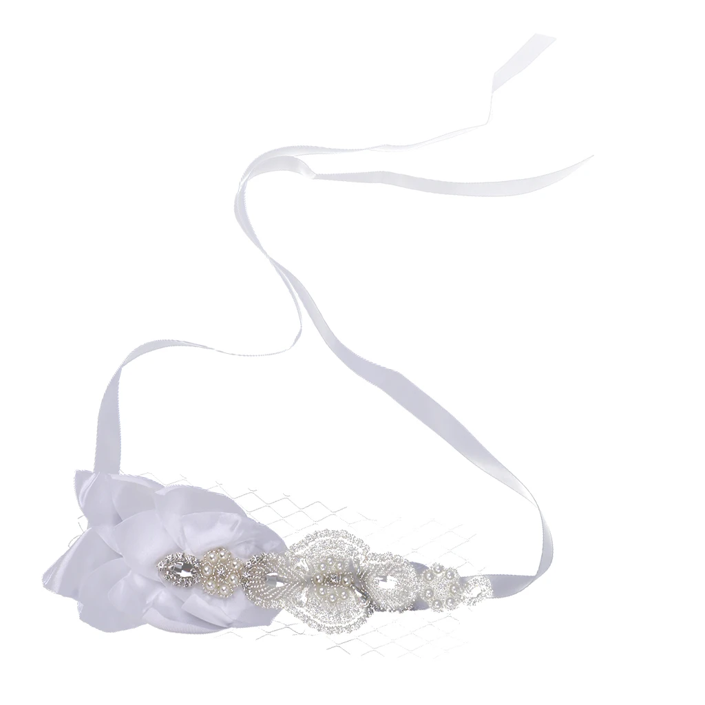 Ободок для волос со стразами белая сетчатая повязка на голову с блестящими