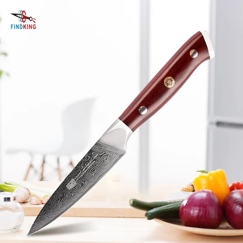 

Findking 3.5 Inch 67 Layers Damascus Steel Kitchen Knives Ultra Sharp Professional Paring Peeling Fruit Knife Rosewood Handle