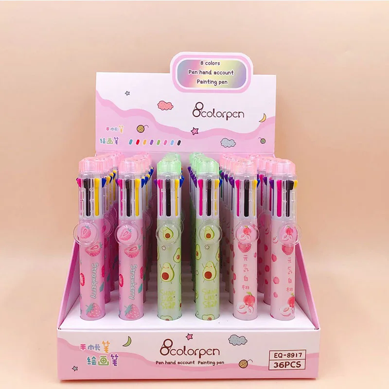 

36 pcs/lot Cute Avocado 8 Colors Ballpoint Pen Cartoon Fruit ball pens School Office writing Supplies Stationery Gift