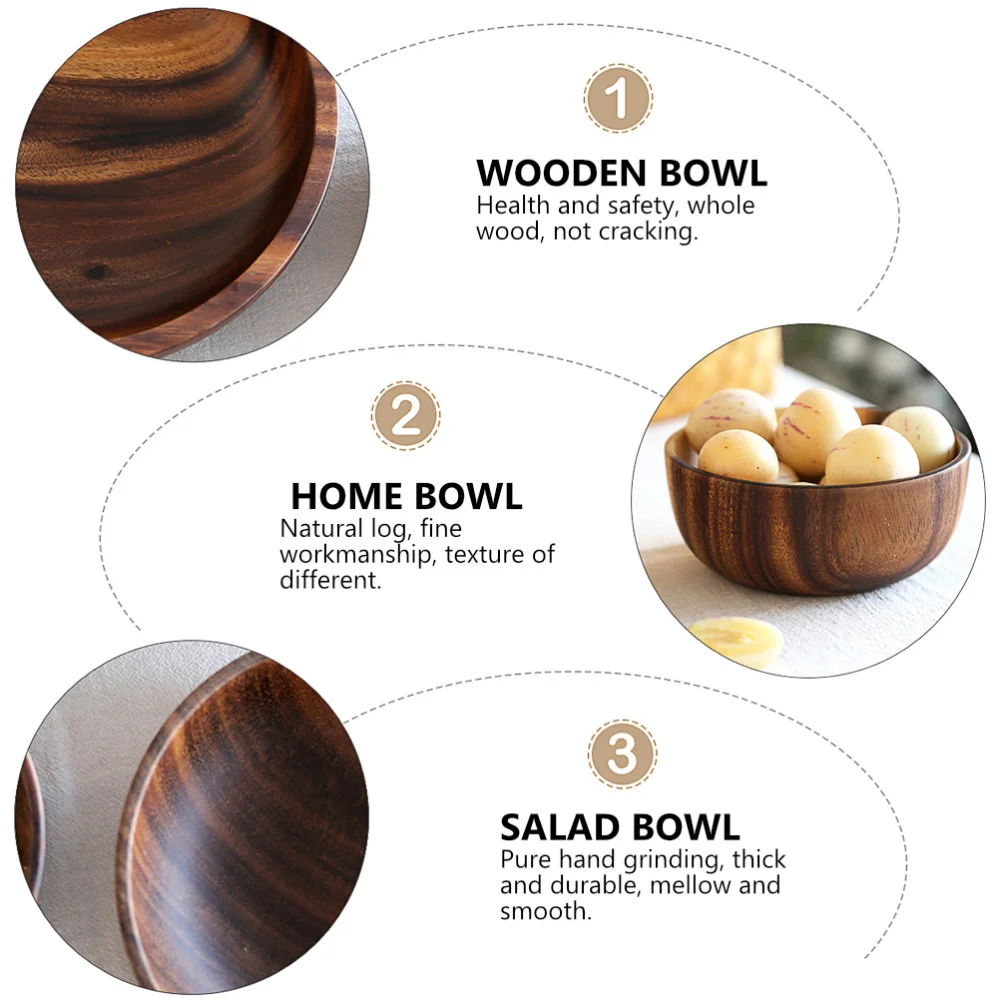 

1pc 8X6CM Simple Wooden Bowl Snacks Salad Bowl Food Bowl Salad Container