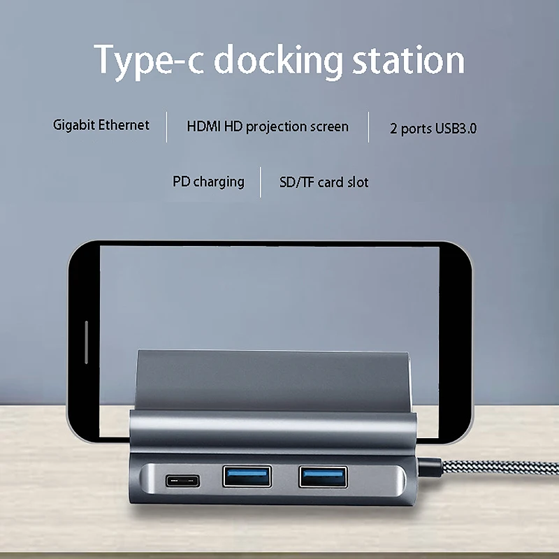 

Type C HUB Docking Station USB-C to HDMI Dock Power Adapter Vertical Base with Bracket